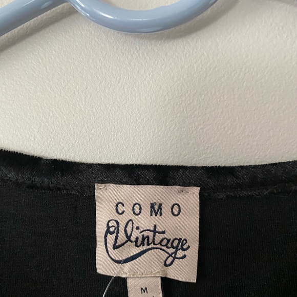 5 for $25 Como Vintage Black Velvet Keyhole Top - Picture 5 of 5